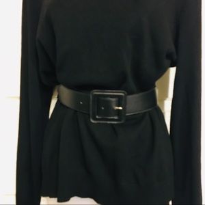 Black Genuine Leather Belt Sz L Wardrobe Basic